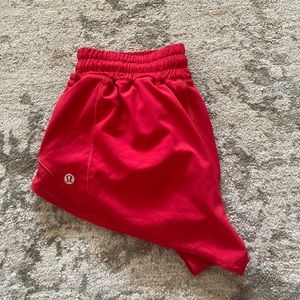 Red Low Rise Lululemon Hotty Hot Shorts 2.5